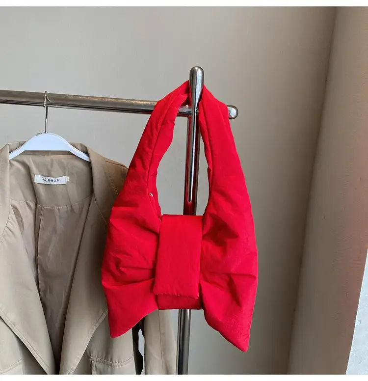 Trendy Bow Design Cotton Filled Shoulder Bag for Women — feature 29