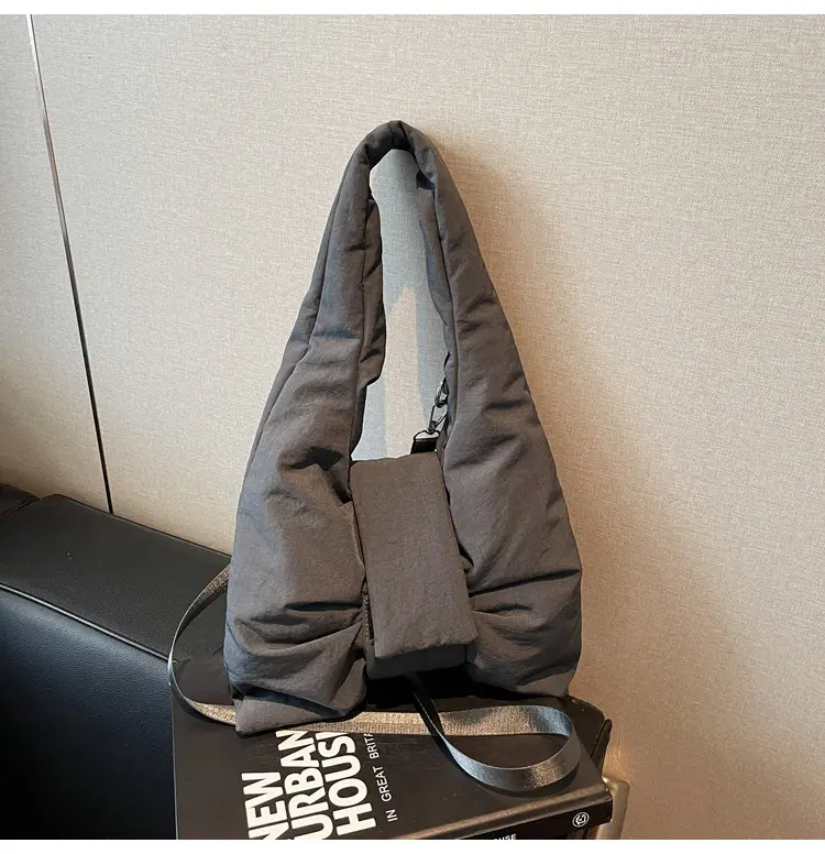Trendy Bow Design Cotton Filled Shoulder Bag for Women — feature 32