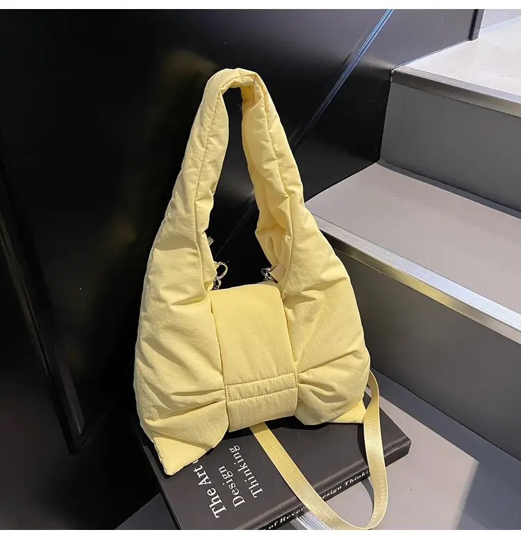 Trendy Bow Design Cotton Filled Shoulder Bag for Women — feature 33