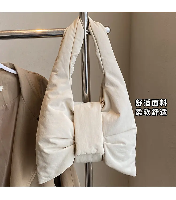 Trendy Bow Design Cotton Filled Shoulder Bag for Women — feature 4