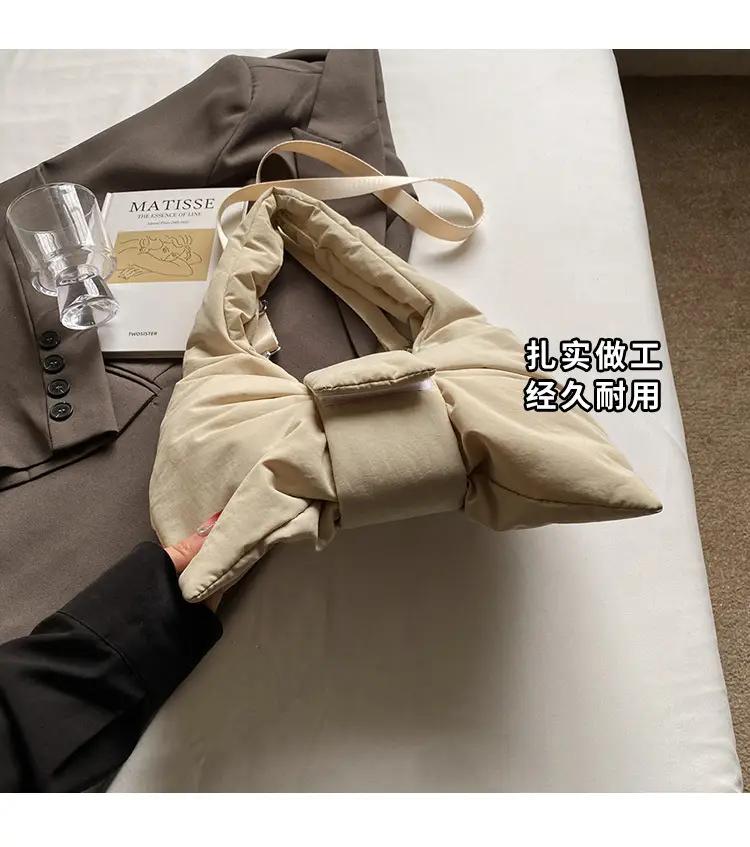 Trendy Bow Design Cotton Filled Shoulder Bag for Women — feature 7