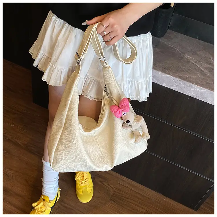 Women's Korean Style Large Capacity Tote Bag Beige 2025 — feature 25