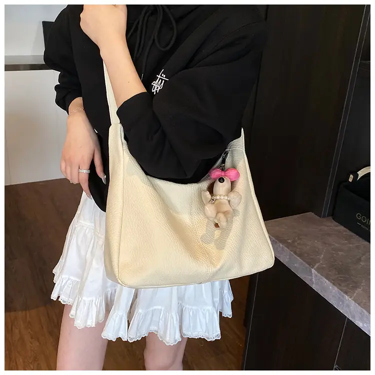 Women's Korean Style Large Capacity Tote Bag Beige 2025 — feature 32