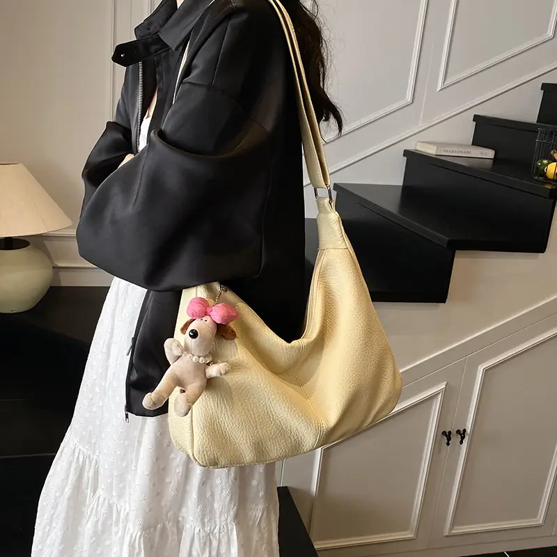 Women's Korean Style Large Capacity Tote Bag Beige 2025 - Image 3