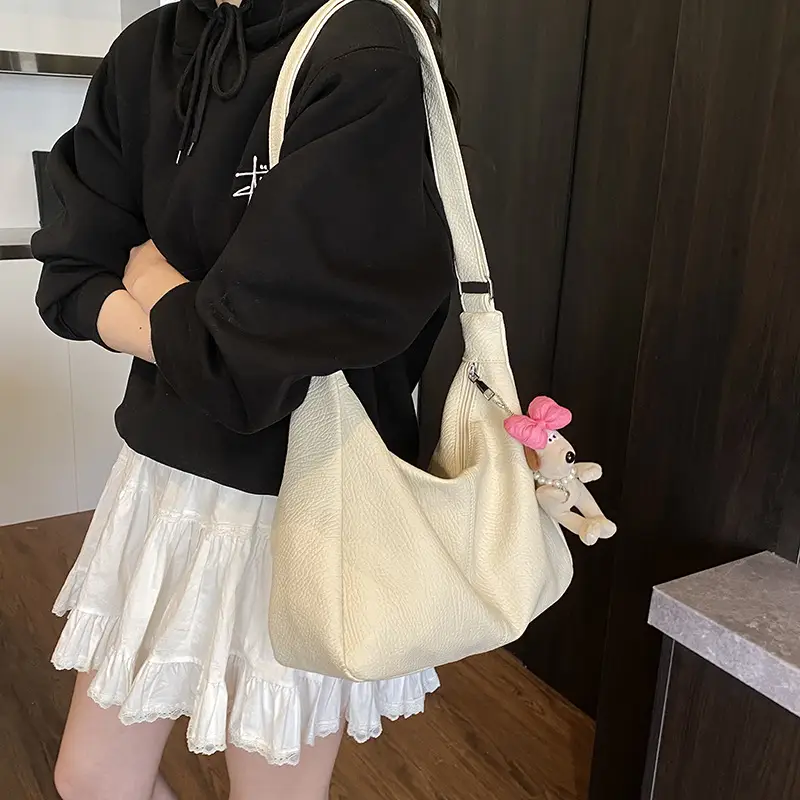 Women's Korean Style Large Capacity Tote Bag Beige 2025 - Image 5