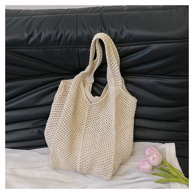 Women's Beige Knitted Large Shoulder Bag — feature 33