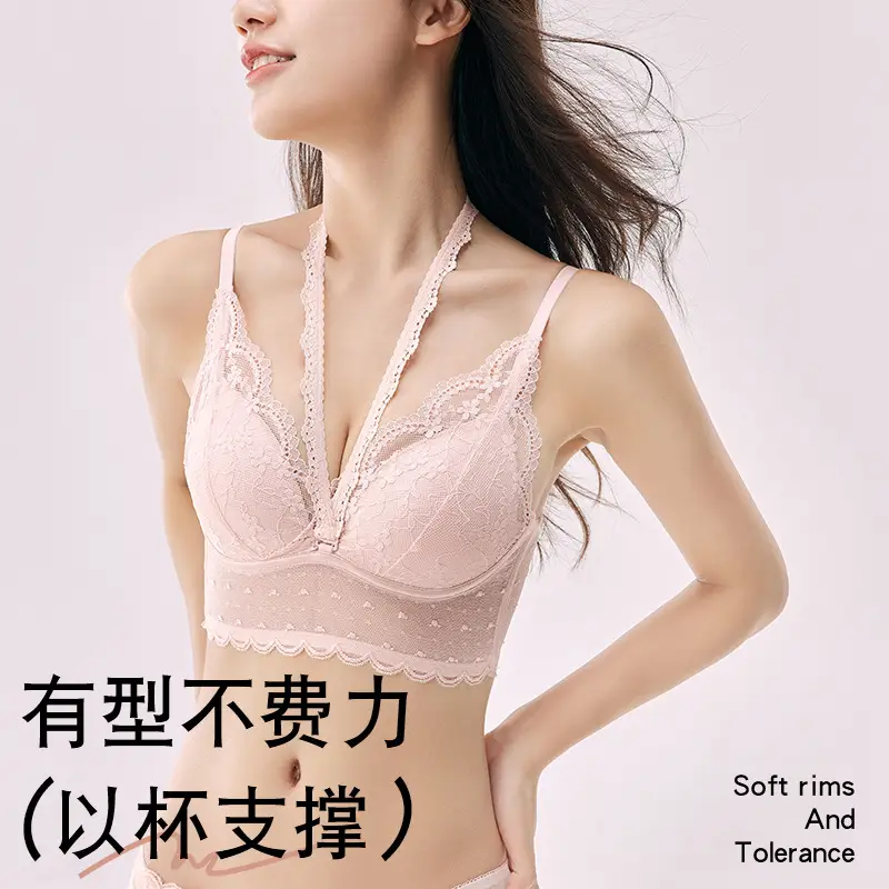 Pink Lace Push-Up Bra with Soft Rims - Image 3