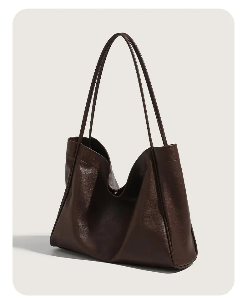 Black PU Leather Retro Commuter Tote Bag Large Capacity — feature 14