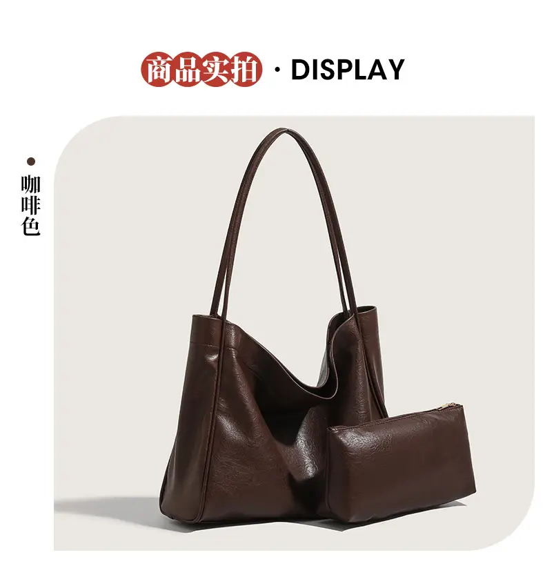 Black PU Leather Retro Commuter Tote Bag Large Capacity — feature 8
