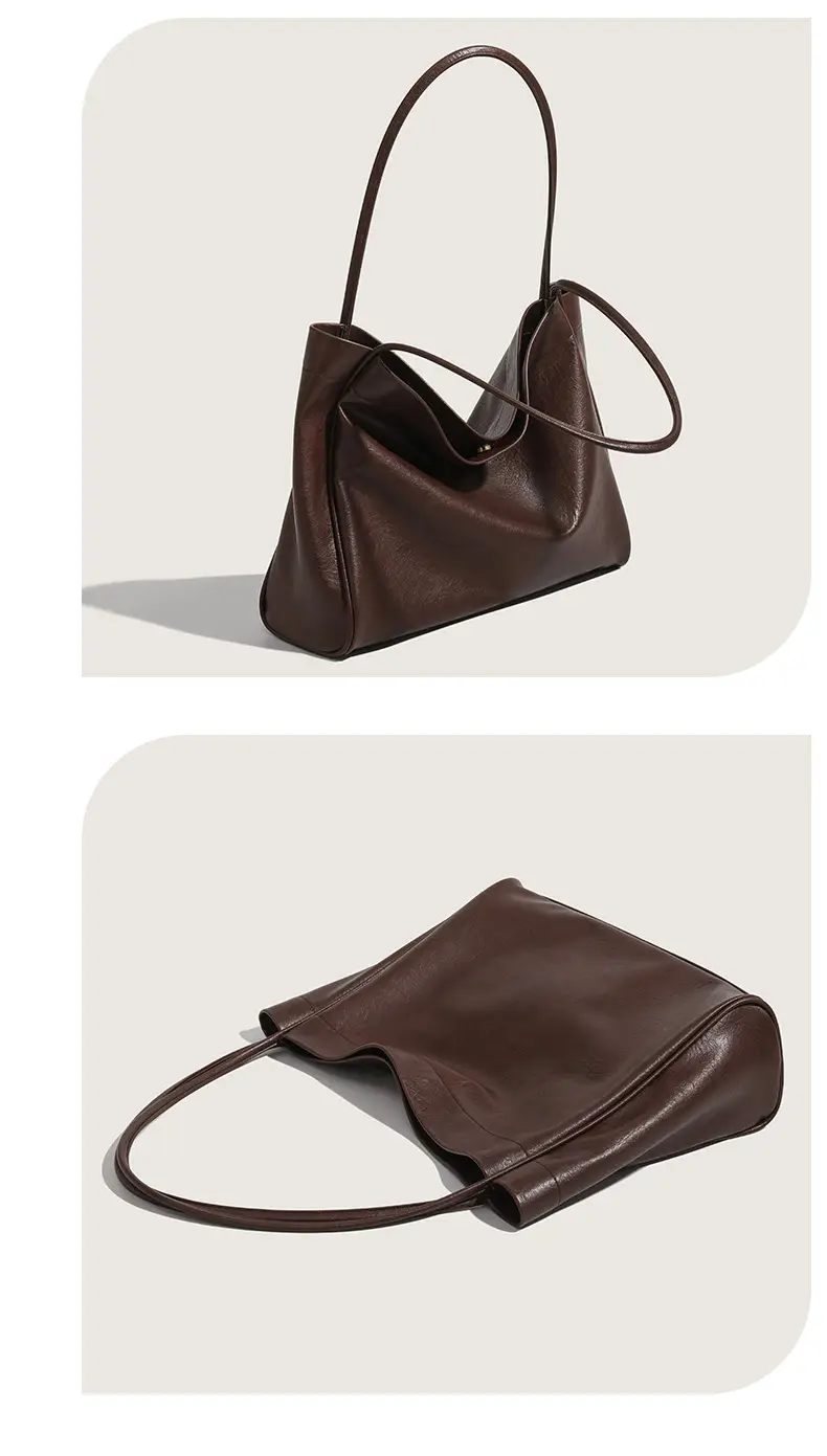 Black PU Leather Retro Commuter Tote Bag Large Capacity — feature 9