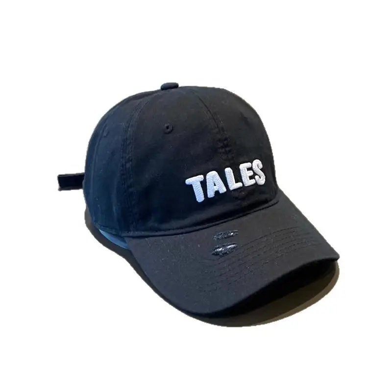 2025 Women's Navy Blue Letter Rhole Cap Wide Brim - Image 12