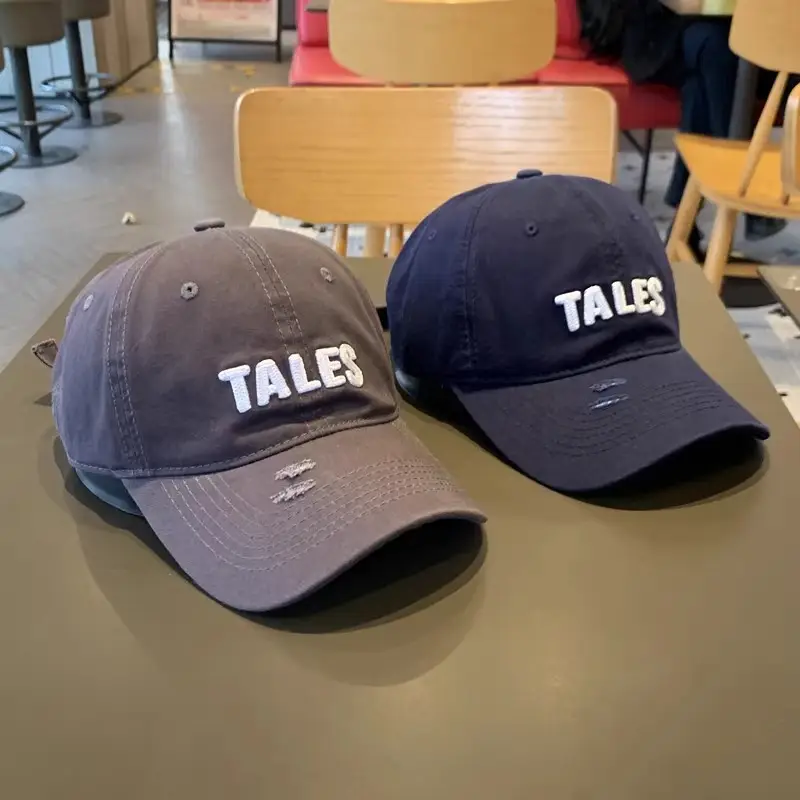 2025 Women's Navy Blue Letter Rhole Cap Wide Brim — feature 4