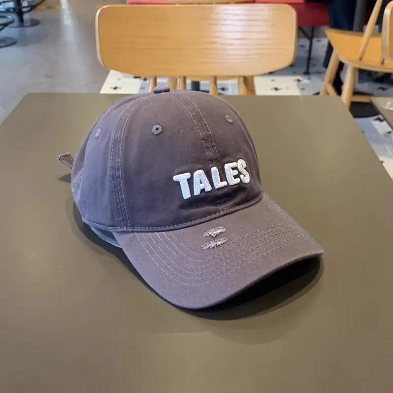 2025 Women's Navy Blue Letter Rhole Cap Wide Brim - Image 6