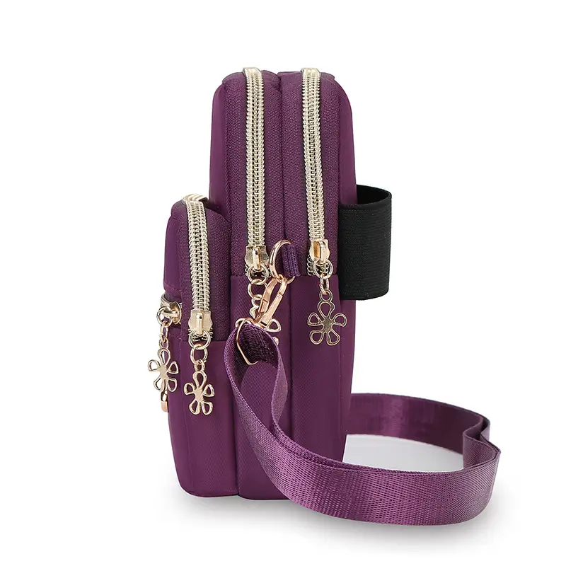 Purple Crossbody Phone Bag with Four Layers
