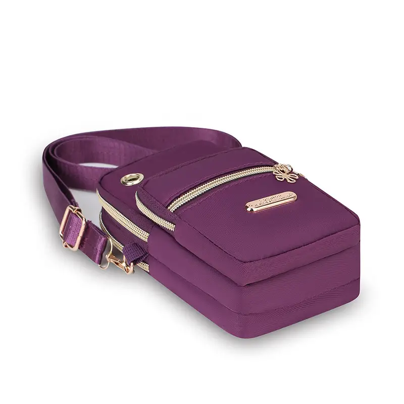Purple Crossbody Phone Bag with Four Layers