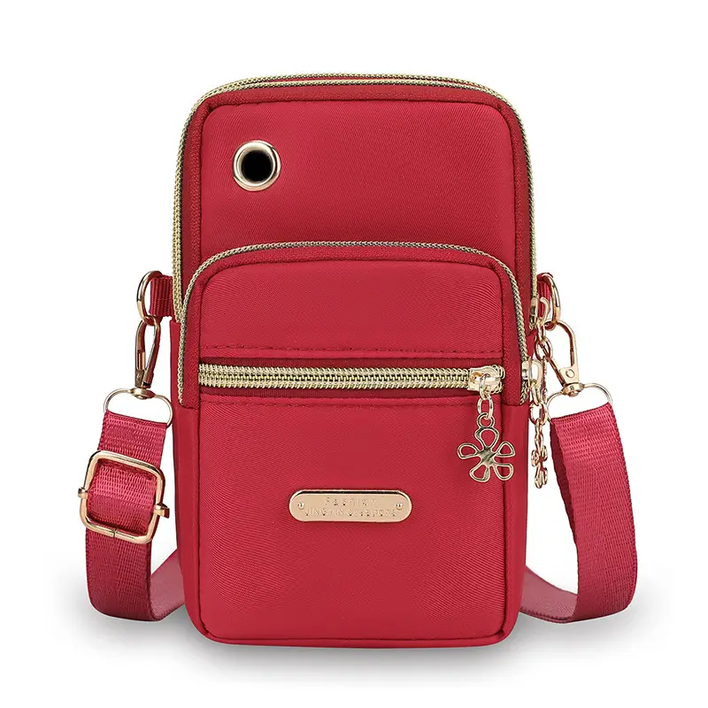 Purple Crossbody Phone Bag with Four Layers