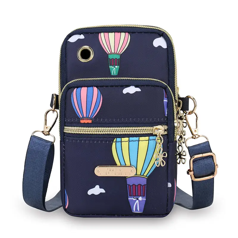 Purple Crossbody Phone Bag with Four Layers