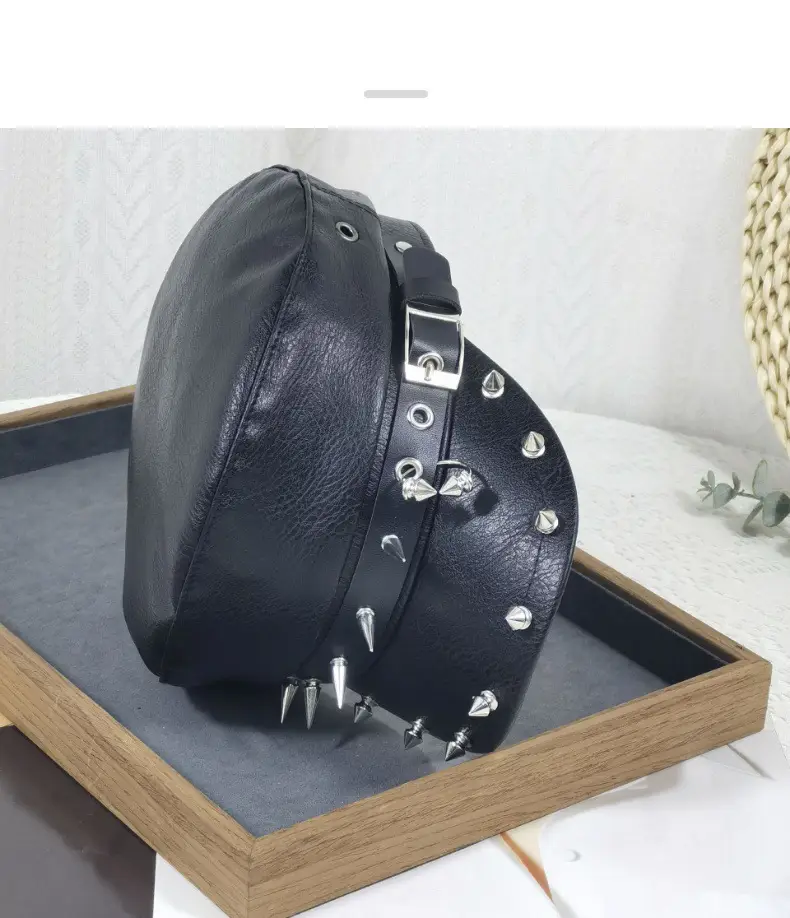 Navy Leather Cap with Chain & Anchor Design — feature 12