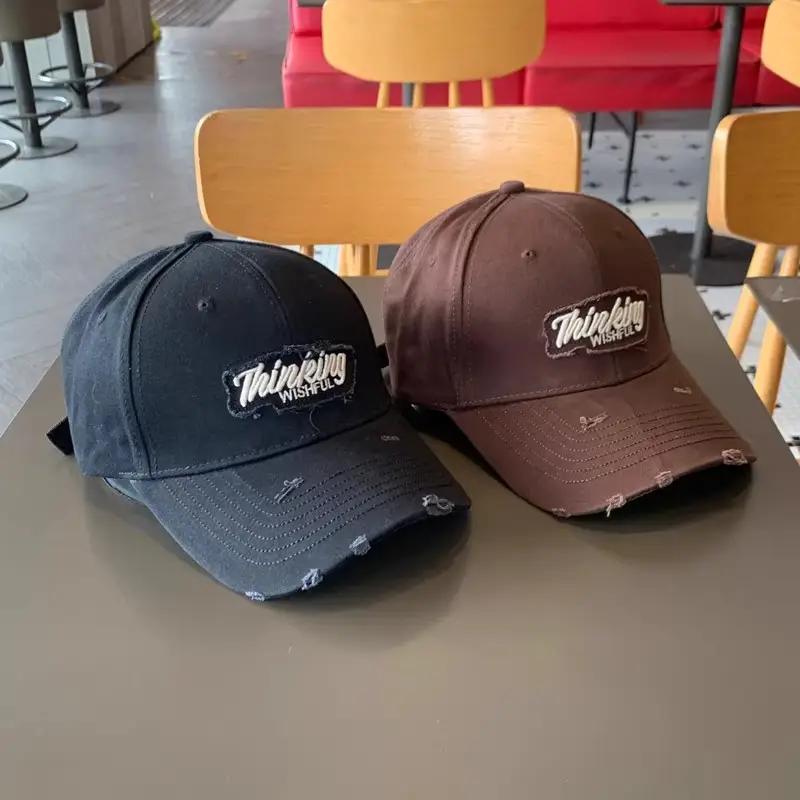 Korean Style Embroidered Cap Women Distressed Baseball Cap - Image 10