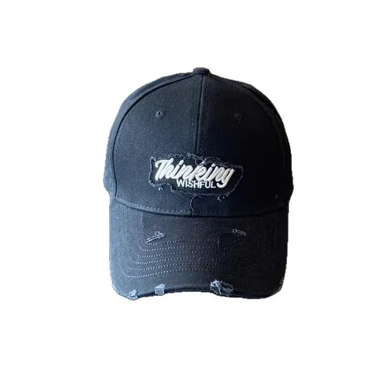 Korean Style Embroidered Cap Women Distressed Baseball Cap - Image 11