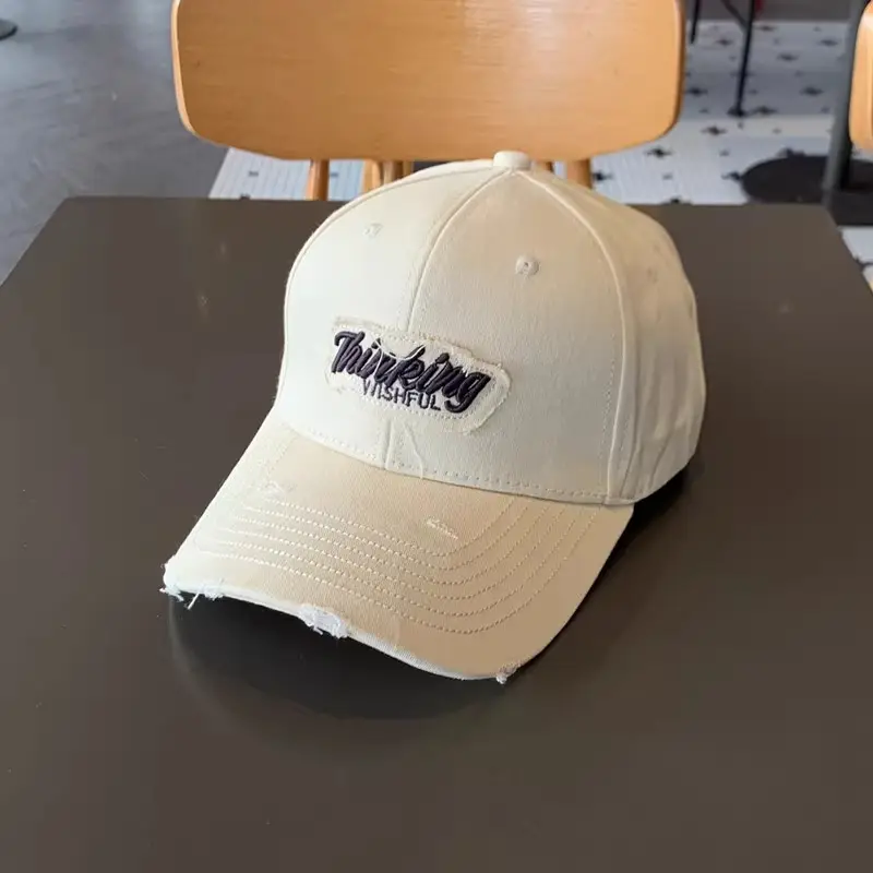 Korean Style Embroidered Cap Women Distressed Baseball Cap — feature 8