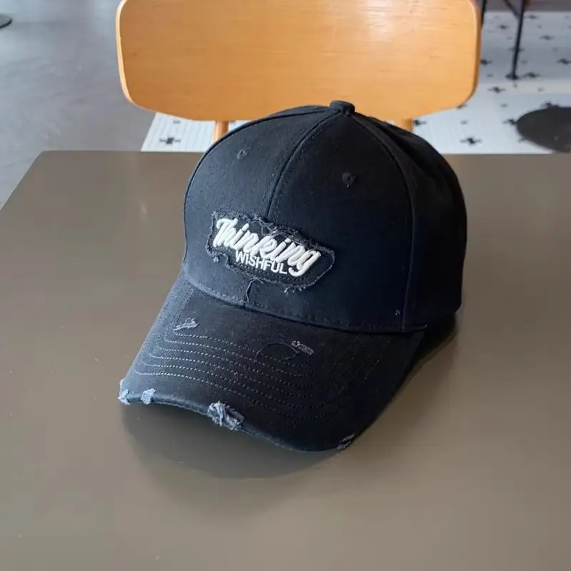 Korean Style Embroidered Cap Women Distressed Baseball Cap — feature 9