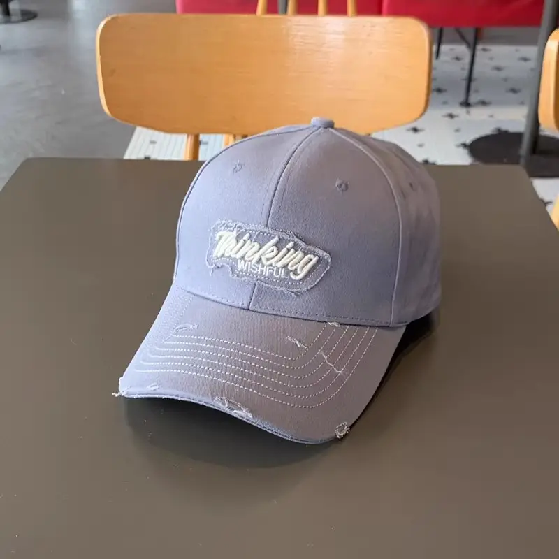 Korean Style Embroidered Cap Women Distressed Baseball Cap - Image 4