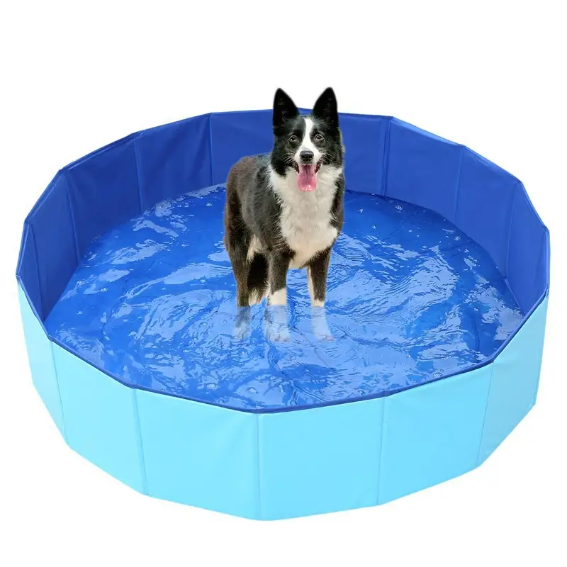 Foldable Pet Bathtub Blue Waterproof Mobile Pool - Image 4