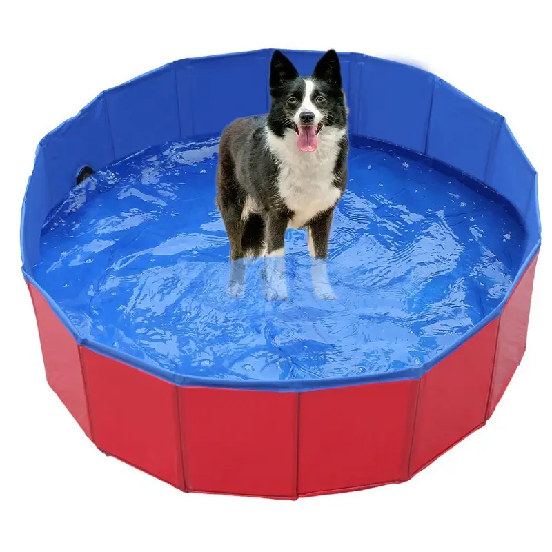 Foldable Pet Bathtub Blue Waterproof Mobile Pool - Image 2