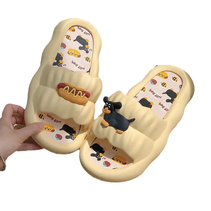 Women Cartoon Hot Dog Slip-On Slippers Summer