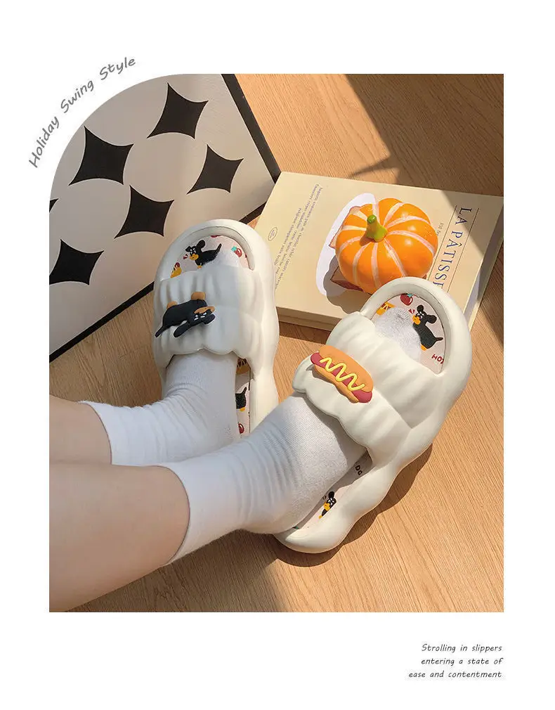 Women Cartoon Hot Dog Slip-On Slippers Summer — feature 9