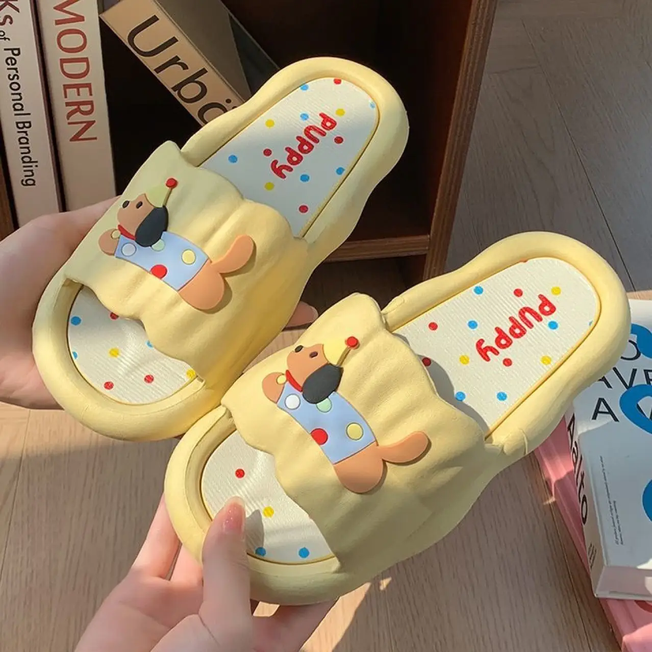 Women Cartoon Hot Dog Slip-On Slippers Summer