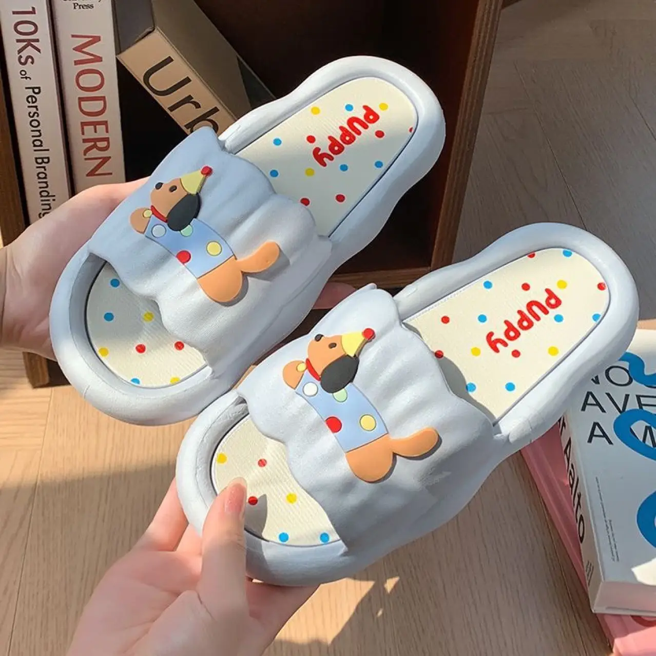 Women Cartoon Hot Dog Slip-On Slippers Summer