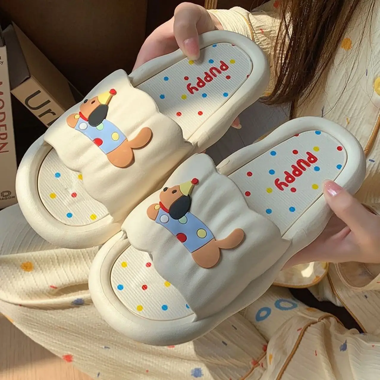 Women Cartoon Hot Dog Slip-On Slippers Summer