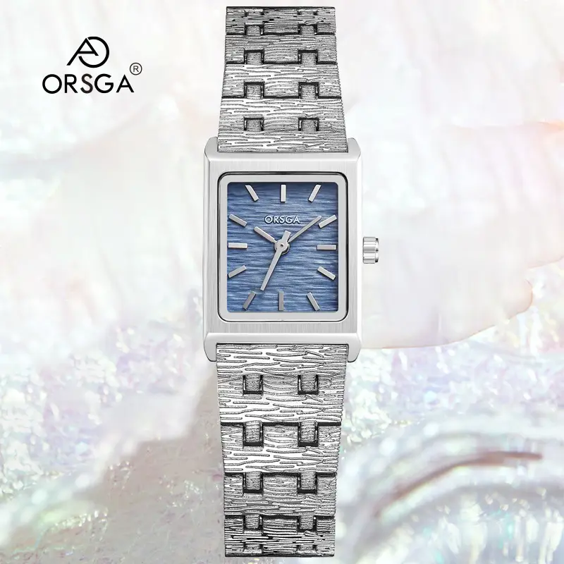Women's Gold Green Dial Square Watch with Chain Strap - Image 9