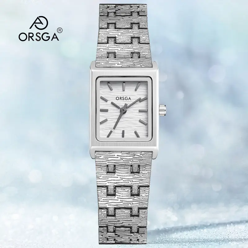 Women's Gold Green Dial Square Watch with Chain Strap - Image 11