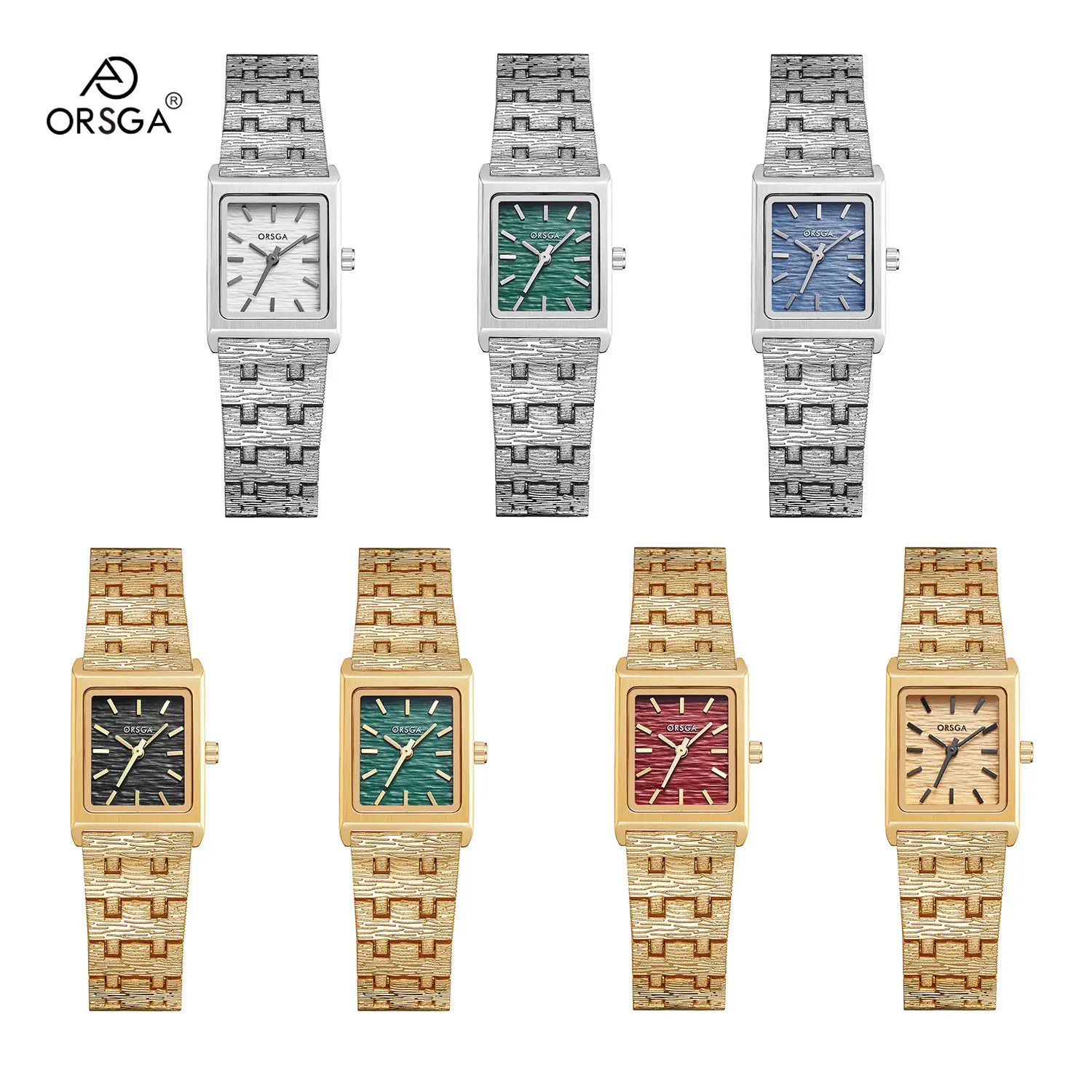 Women's Gold Green Dial Square Watch with Chain Strap - Image 12