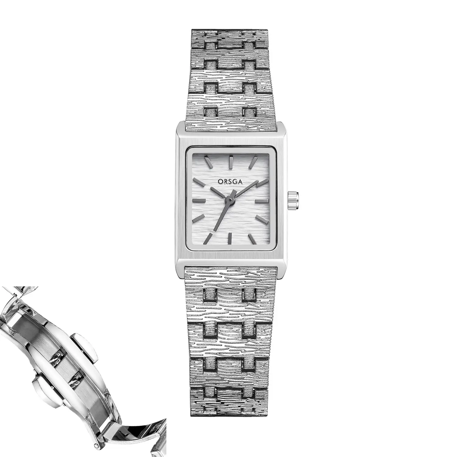Women's Gold Green Dial Square Watch with Chain Strap - Image 5