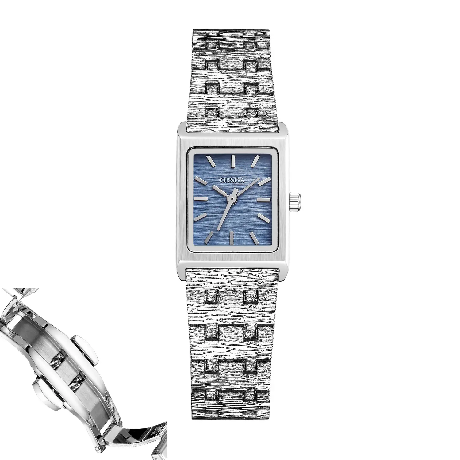 Women's Gold Green Dial Square Watch with Chain Strap - Image 7