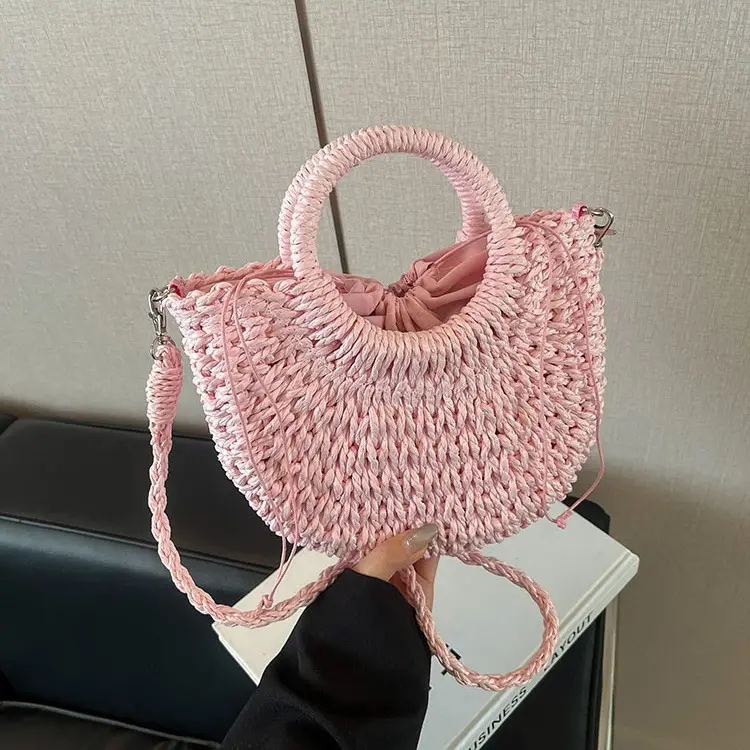 Straw Handbag for Women, Beige, Casual, Shoulder Bag - Image 8
