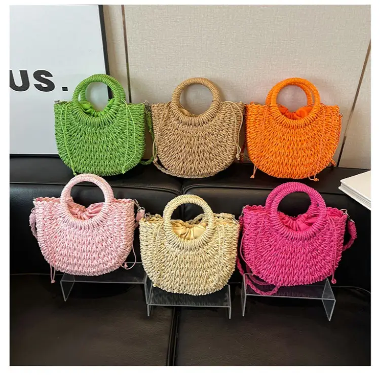 Straw Handbag for Women, Beige, Casual, Shoulder Bag - Image 11