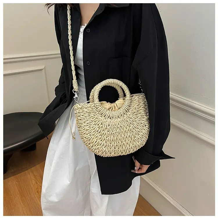 Straw Handbag for Women, Beige, Casual, Shoulder Bag — feature 1