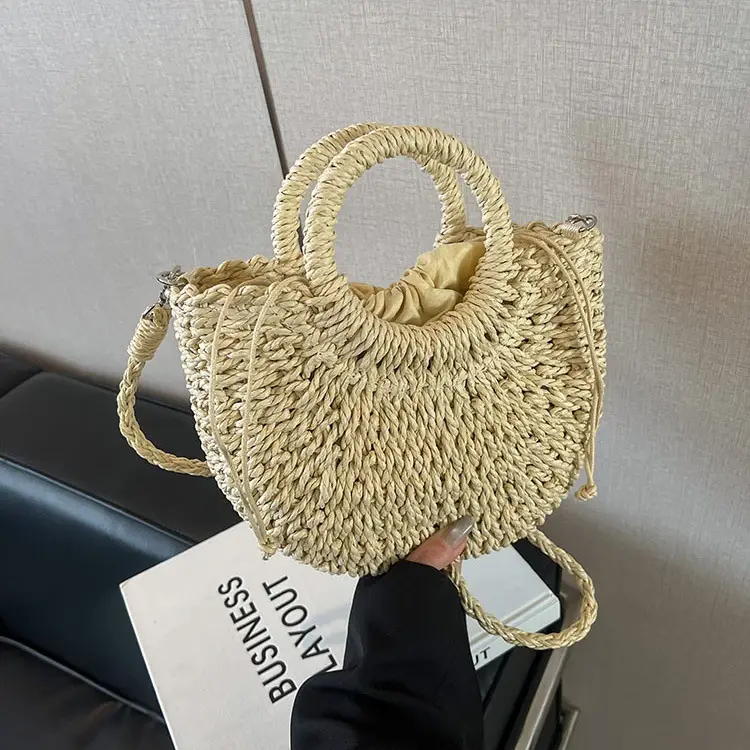 Straw Handbag for Women, Beige, Casual, Shoulder Bag — feature 13