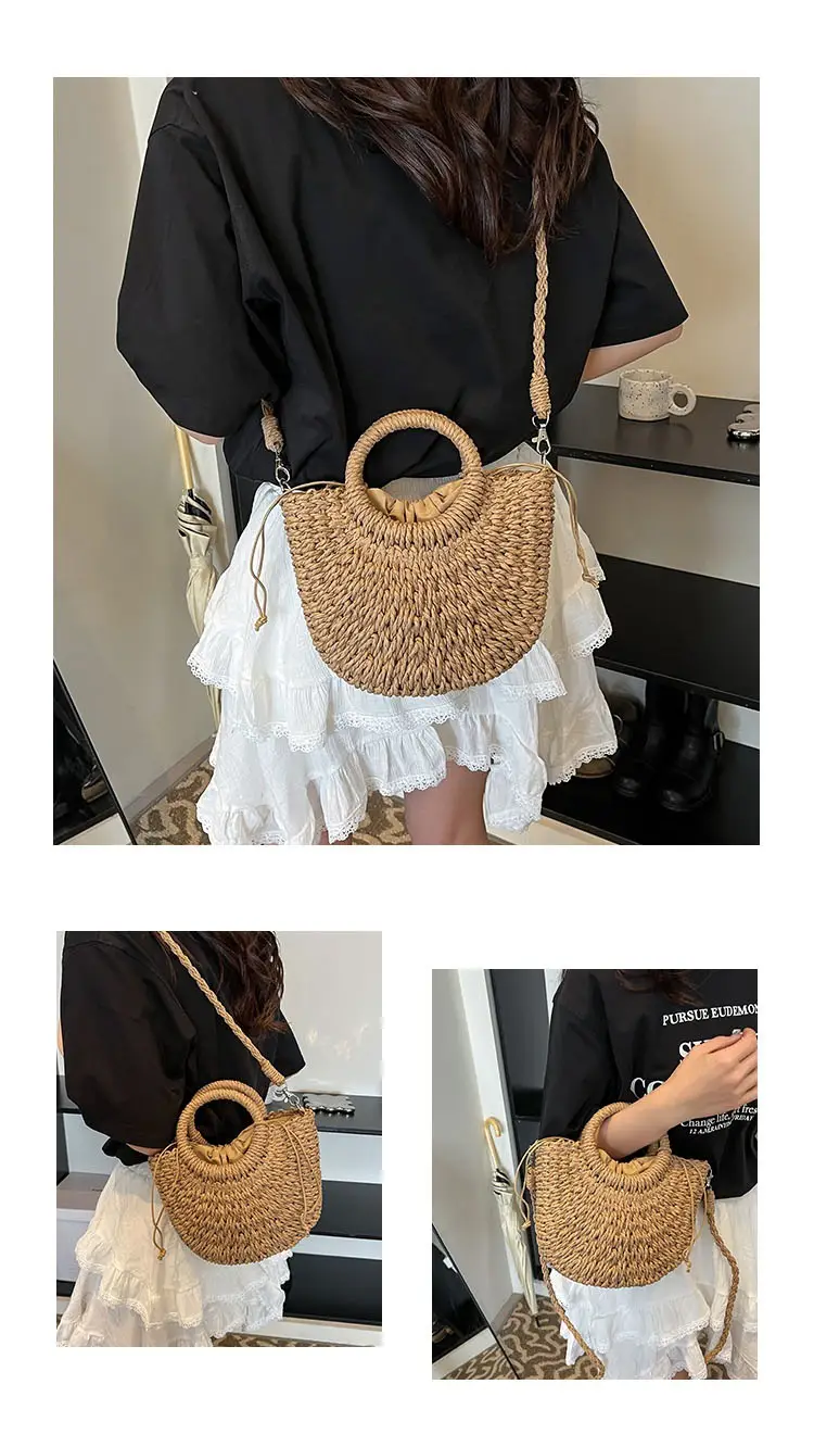 Straw Handbag for Women, Beige, Casual, Shoulder Bag — feature 5