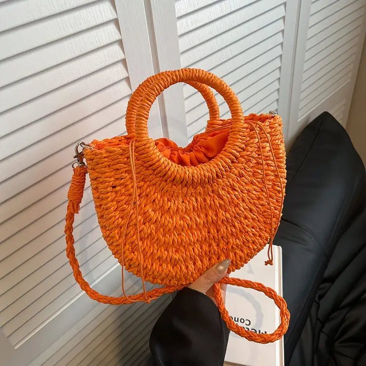 Straw Handbag for Women, Beige, Casual, Shoulder Bag - Image 4