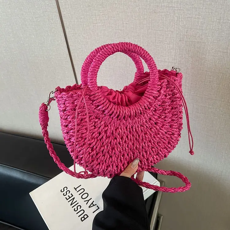 Straw Handbag for Women, Beige, Casual, Shoulder Bag - Image 5