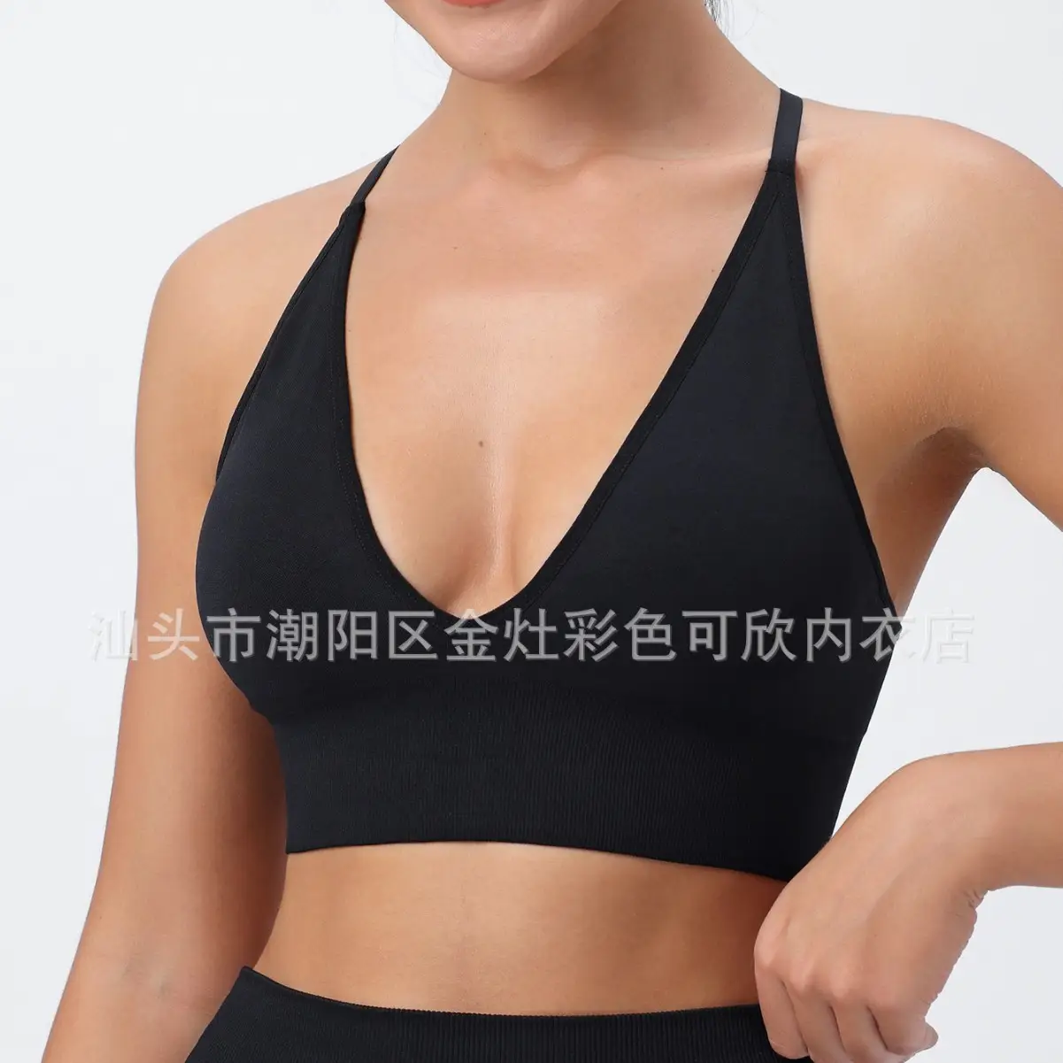 Black Cross Back Cup Wireless Bra Sleep Seamless - Image 7