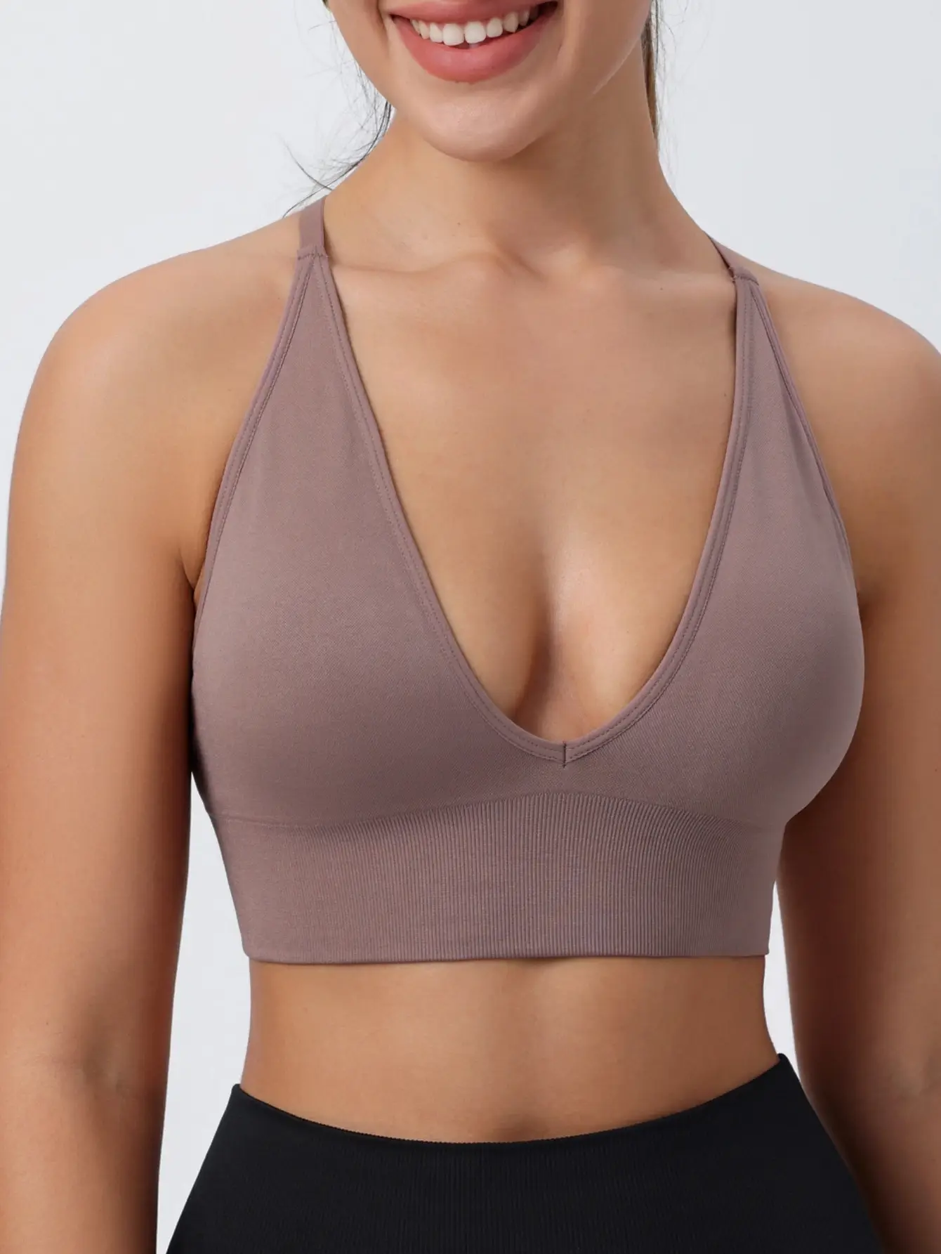 Black Cross Back Cup Wireless Bra Sleep Seamless - Image 3