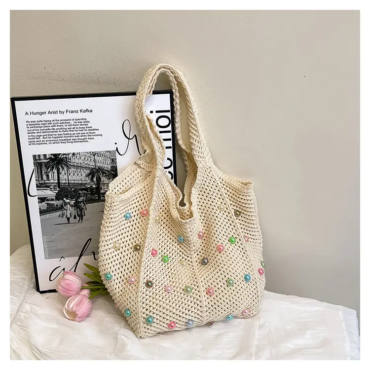 Women's Colorful Pearl Hollow Shoulder Tote Bag — feature 21