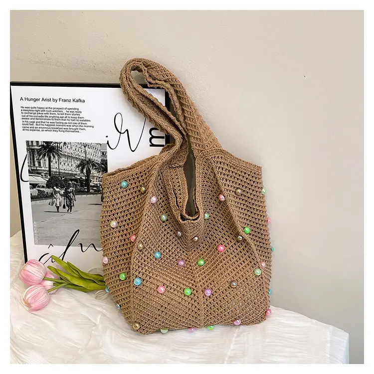 Women's Colorful Pearl Hollow Shoulder Tote Bag — feature 24